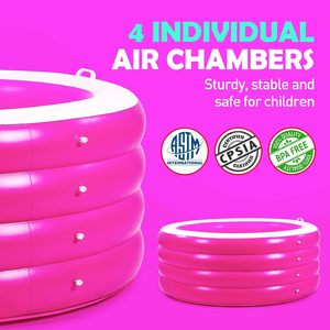 Piscina Inflable Redonda Profunda de PVC de 72" x 30" (183 cm x 76 cm), 0.4 mm de Grosor, Plegable, para Adultos y Niños, Uso en Jardín, Color Rosa, Marca MAKE WAVES - Product Image 3
