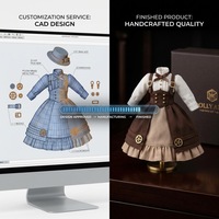 Ensemble de vêtements pour poupées de style britannique à carreaux, échelle 1:6, pour poupées de 11,5 pouces, tenues miniatures artisanales à la mode