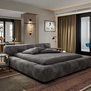 Moderno italiano Platform telaio del <span class=keywords><strong>letto</strong></span> personalizzabile King-Size regina <span class=keywords><strong>letto</strong></span> a castello imbottito Grey velluto testiera per camera da <span class=keywords><strong>letto</strong></span> mobili - Product Image 3
