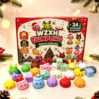 Calendrier de l'Avent 24 Jours en TPR, Boîte Mystère de Noël, Jouet Anti-Stress en Forme de Dumpling Mignon pour Enfants Unisexe