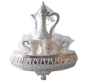 Dubai <span class=keywords><strong>Vintage</strong></span> 1L metallo bollitore tazza di tè piattino <span class=keywords><strong>Set</strong></span> Best seller <span class=keywords><strong>caffè</strong></span> in vetro per uso domestico feste in lega di zinco sostenibile - Product Image 2