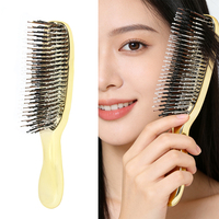Brosse démêlante de luxe électroplaquée pour femmes, usage domestique, avec manche en ABS et poils en nylon, brosse de coiffure étanche