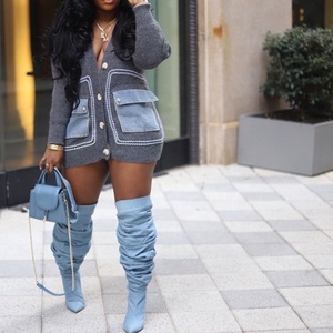 Cardigan da <span class=keywords><strong>Donna</strong></span> <span class=keywords><strong>in</strong></span> Maglia con Bottoni, Stile Color Block, Top <span class=keywords><strong>in</strong></span> Denim Patchwork con Tasche, per Autunno Inverno, <span class=keywords><strong>in</strong></span> Cotone, Lana e <span class=keywords><strong>Cashmere</strong></span> - Product Image 2