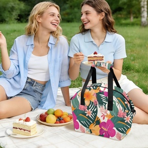 Sac à déjeuner personnalisé hawaïen à fleurs tropicales avec fermeture éclair, sacs isothermes réutilisables pour le travail, le bureau, les voyages, l'école, les pique-niques - Product Image 6