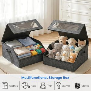 Large Stackable Hat Organizer for Baseball Caps Clear Window Holds 28 Caps Foldable Hat Storage <b>Box</b> for Closet <b>Shelf</b> Storage - Product Image 4