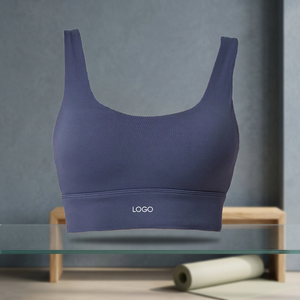 Lightweight Comfortable Breathable Front Logo High Elastic Medium Support Backless Women's Yoga Sports Bra Gym Quick Dry - Product Image 3
