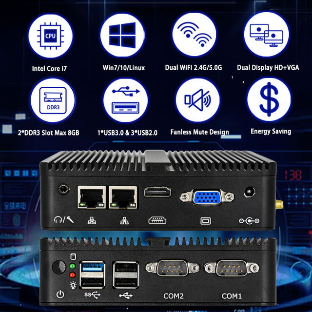 X86 Celeron N2840 Mini-PC 2 Dual Lan Industrial PC Nano Barebone Ubuntu Fanless Micro Mini PCs Mini Computer Cheap Mini PC