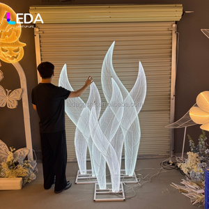 LEDA LED <b>Lighted</b> Metal <b>Leaf</b> Backdrop Stand Large Luminous <b>Leaves</b> Arch for Wedding Stage Event Banquet Hall Background Decoration - Product Image 1