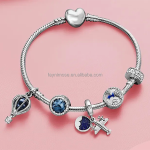 Original De Plata 925 colgante de plata esterlina hebilla de plata Pulsera de cuentas de moda DIY pulsera clásica de serpiente para mujer - Product Image 6