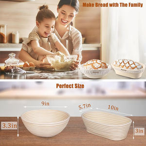 Ensemble de paniers à levée de pain faits main et personnalisés, 9 pouces ronds et 10 pouces ovales, 2 pièces, pour faire du pain en famille - Product Image 3