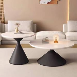 Table basse ronde de luxe moderne et simple pour salon, style nordique, en panneau de roche couleur crème, pour usage domestique - Product Image 2