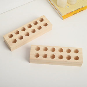 Support pour tubes à essai en bois, 28x3x10cm, organisateur de rangement en bois massif pour huiles essentielles et plantes hydroponiques - Product Image 3