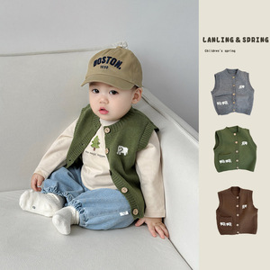 <span class=keywords><strong>Gilet</strong></span> en tricot pour garçons de style coréen, vêtements d'extérieur pour bébés, printemps automne - Product Image 2