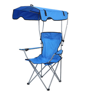 Sedia da Spiaggia Singola Portatile Moderna con Tettuccio Parasole, in Tessuto Oxford per Campeggio e Pesca - Product Image 3
