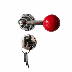 Serrure de porte à bouton rond rouge en chrome brillant avec noyau de verrouillage indépendant et clés pour porte intérieure en bois résidentielle - Product Image 1
