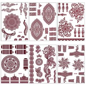 Autocollants de <span class=keywords><strong>tatouage</strong></span> temporaire mandala longue durée pour les mains, motifs floraux complexes à base de plantes pour mariages et festivals - Product Image 4