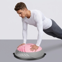Ballon d'équilibre de yoga et de Pilates en ABS et PVC de 60 cm de diamètre - Conception demi-ballon avec pompe à pied, antidérapant et durable pour les exercices de la zone abdominale