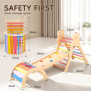 Obral besar Montessori balita dalam ruangan taman bermain Pikler segitiga Set rangka panjat kayu teknik dipoles aman untuk anak-anak - Product Image 5