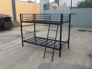 Cheap Wholesale <strong>Single</strong> Size <strong>Double</strong> Decker <strong>Bed</strong> Black Platform Steel Metal <strong>Bunk</strong> <strong>Bed</strong> with Slide - Product Image 3