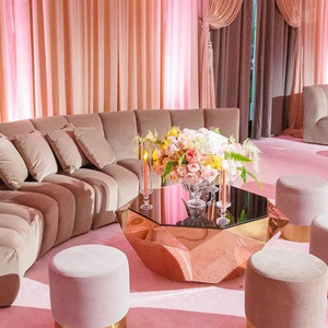 <span class=keywords><strong>Table</strong></span> basse de style moderne en métal décorée de diamants de luxe à surface miroir pour événement de mariage - Product Image 3