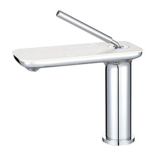 Grifo de Lavabo de Piedra Blanca, Estilo Cascada, Agua Fría y Caliente, Latón Macizo, Monomando, para Instalar Bajo Encimera - Product Image 6