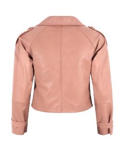 Chaqueta de Mujer de Cuero Nappa Rosa Bebé 100% Genuino con Acabado Encerado Vintage, Cremallera YKK, Etiqueta Privada OEM/ODM - Product Image 3