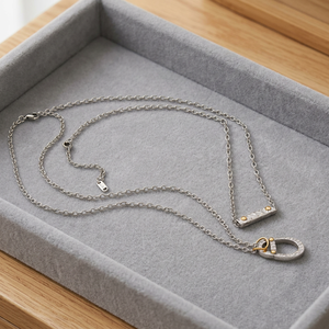 Fashion Two Tone Stainless Steel Double Layer <b>Chain</b> Necklace Pendant Stackable Jewelry for Men - Product Image 1