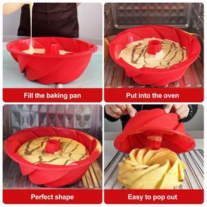 Fluted Round Silicone Baking Molds, Spiral Silicone Pans Non-Stick <b>Cake</b> Pan Mold Baking <b>Cake</b> Mold Silicone <b>Cake</b> <b>Tins</b> - Product Image 4