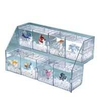 Aquarium Moderne Lumineux pour Poissons Betta, Petit Récipient Carré en Plastique et Verre pour Poissons Ornementaux d'Intérieur