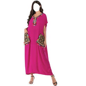 Abaya — robe courte en crêpe, motif floral, pour femmes, musulmane, mode - Product Image 1