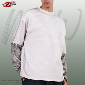 เสื้อยืดฮิปฮอปผู้ชายทรงหลวม แขนยาว ลายพรางวินเทจ ถักทอระบายอากาศได้ดี เป็นมิตรกับสิ่งแวดล้อม สีตัดกัน เหมาะสำหรับฤดูใบไม้ร่วง - Product Image 4