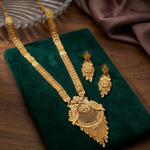 Venta al por mayor de joyería de moda 14K 18K 24K chapado en oro, conjunto de joyería de lujo de diseño floral, conjunto de joyería larga de latón con relleno de oro. - Product Image 1