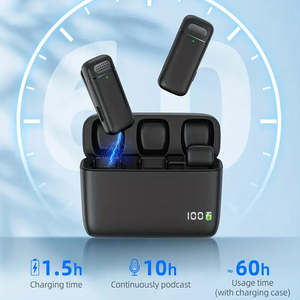 Microphone cravate sans fil magnétique pour Vlogging, autonomie de 70H, suppression du bruit IA, pour appareil photo reflex numérique, téléphone et studio - Product Image 1