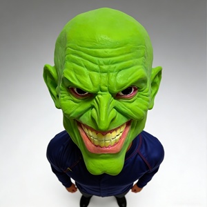 Maschera in Latex Realistica da Goblin Verde, Costume da Mostro Spaventoso, Travestimento Completo con Rughe Dettagliate e Sorriso, per Feste di Halloween, Divertente e Stravagante - Product Image 1