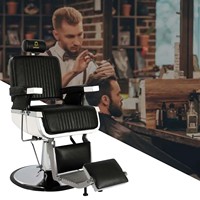 Fauteuil de barbier hydraulique vintage inclinable avec repose-pieds et appui-tête pour salon de coiffure par Luxmars