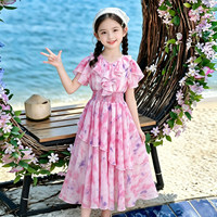Robes longues d'été bohèmes pour filles, vêtements décontractés pour enfants, robes de plage en mousseline pour les vacances, vente en gros de vêtements pour enfants en Chine