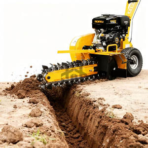 Machine de tranchée haute puissance 15HP Mini trancheuse à chaîne Mini trancheuse pour le défrichement des terres désherbage creuser des tranchées - Product Image 1