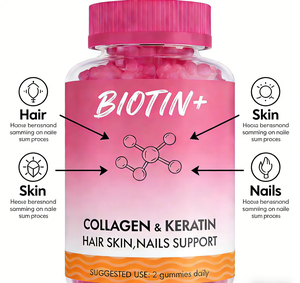 %100 Doğal Organik Vegan Kolajen Vitaminleri Biotinli Sakız Şeker Yetişkinler İçin Saç Cilt Tırnak Desteği - Product Image 2
