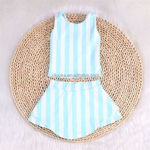 Set da due pezzi di stile Boutique Yoga Sport per bambini canotta senza maniche con gonne a trapezio Set di abiti per bambine - Product Image 6