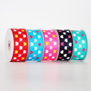 Deepeel AP3586 40mm DIY accesorios <span class=keywords><strong>para</strong></span> el cabello corazones impresos arcos de embalaje de regalo de una sola cara de poliéster cinta bonita - Product Image 4