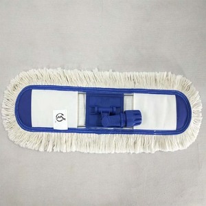 Tête de balai à poussière en coton W6535, extrémité coupée, plate, avec clip et cadre en métal pour le nettoyage ménager - Product Image 1