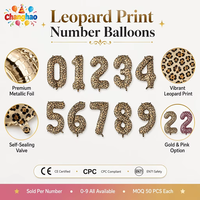 Globo Gigante de Número con Estampado de Leopardo de 40 Pulgadas, Globo de Dígitos con Patrón Animal para Decoración de Fiestas de Cumpleaños con Temática de Safari al Aire Libre
