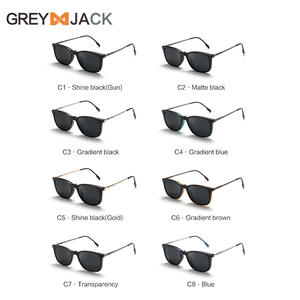 Lunettes de soleil carrées unisexes grises Jack, monture en métal TR, verres TAC, protection UV400, type 3, pour hommes et femmes, pour la conduite - Product Image 1