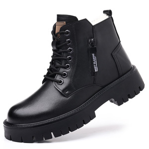 Botas Martin de Cuero Genuino para Hombre, Forradas de Felpa Cálida para Invierno, Suela de Goma Antideslizante, Tacón Bajo, Botas para la Nieve - Product Image 4
