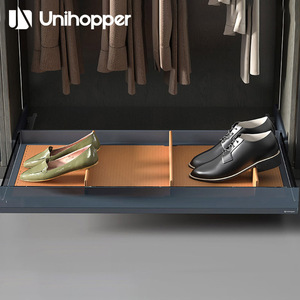 Clothing Organizer Pull Out Basket Rectangle PP Durable Foldable Shoe Storage <b>Drawer</b> With Rebound Rails Entryway - Product Image 3