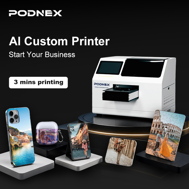 PodNEX AI UV Printer for Phone Cases Smart UV Flatbed Printer Phone Case Printing Machine with Instant Customization