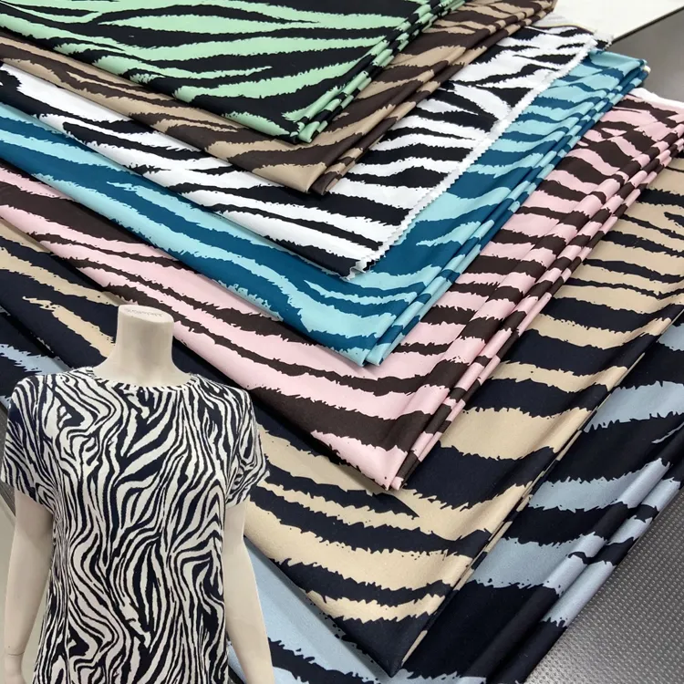 Fancy animal zebra design 93% polyester 7% spandex knit custom jersey ITY fabric for clothing dress