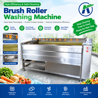 Machine à laver automatique à rouleaux brosse en acier inoxydable argenté pour légumes-racines, pommes de terre, carottes, gingembre, maïs, multifonctionnelle