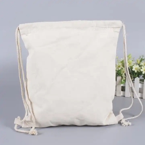 Bolsas personalizadas de algodón con cordón liso, mochila de almacenamiento con cordón para ir de compras o hacer deporte en el gimnasio - Product Image 2