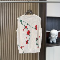 Haut en tricot sans manches à col rond pour femmes, printemps et automne, veste décontractée tendance pour femmes avec broderie florale